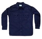 Left Field NYC Hanten Jacquard Check Indigo Farmer Cloth Work Shirt